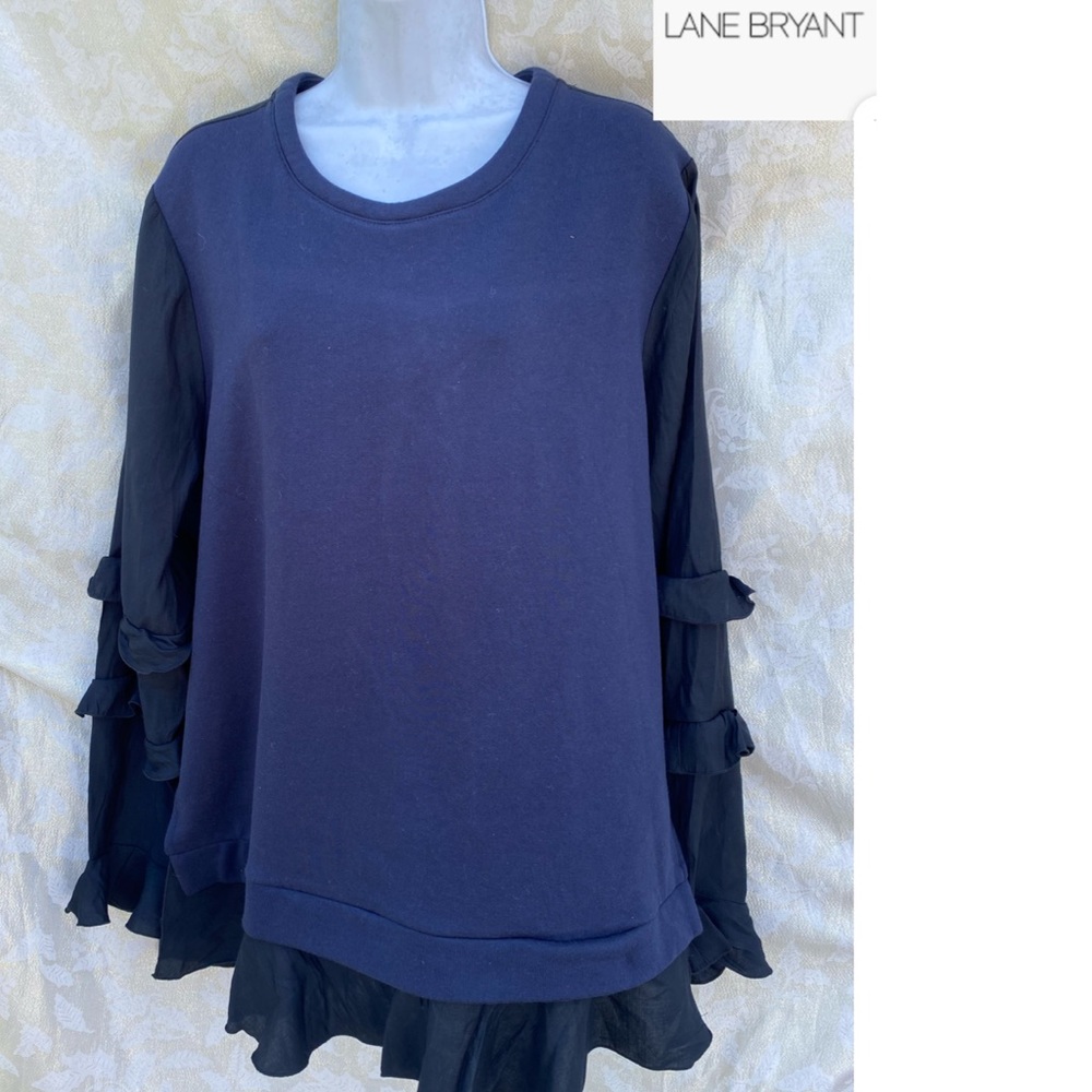 Lane Bryant plus size 18/20 two-tone blouse ruffled long sleeves sold out!